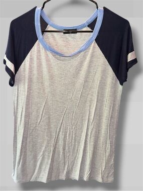 🌺Zutter Light Gray and Navy Raglan Short Sleeve Tee